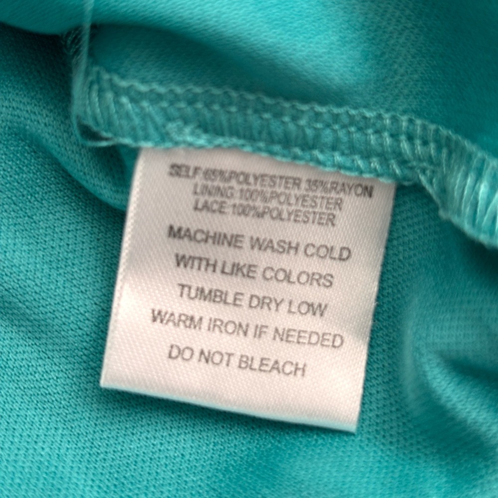 Indigo Rose Teal Boho Mini Dress Crochet Lace Sleeve Button Front- Size Small - Picture 6 of 8